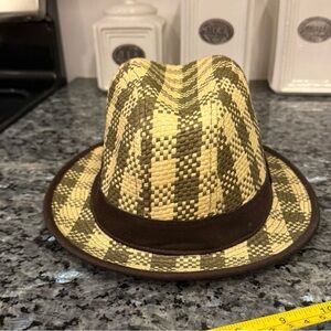 Quicksilver Woven Straw Fedora with Brown Band Hat